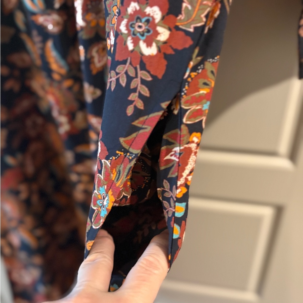 Serengeti Jacobean Floral Pintuck 3/4 Sleeve Cottagecore Romantic Dress Size L - Picture 9 of 11